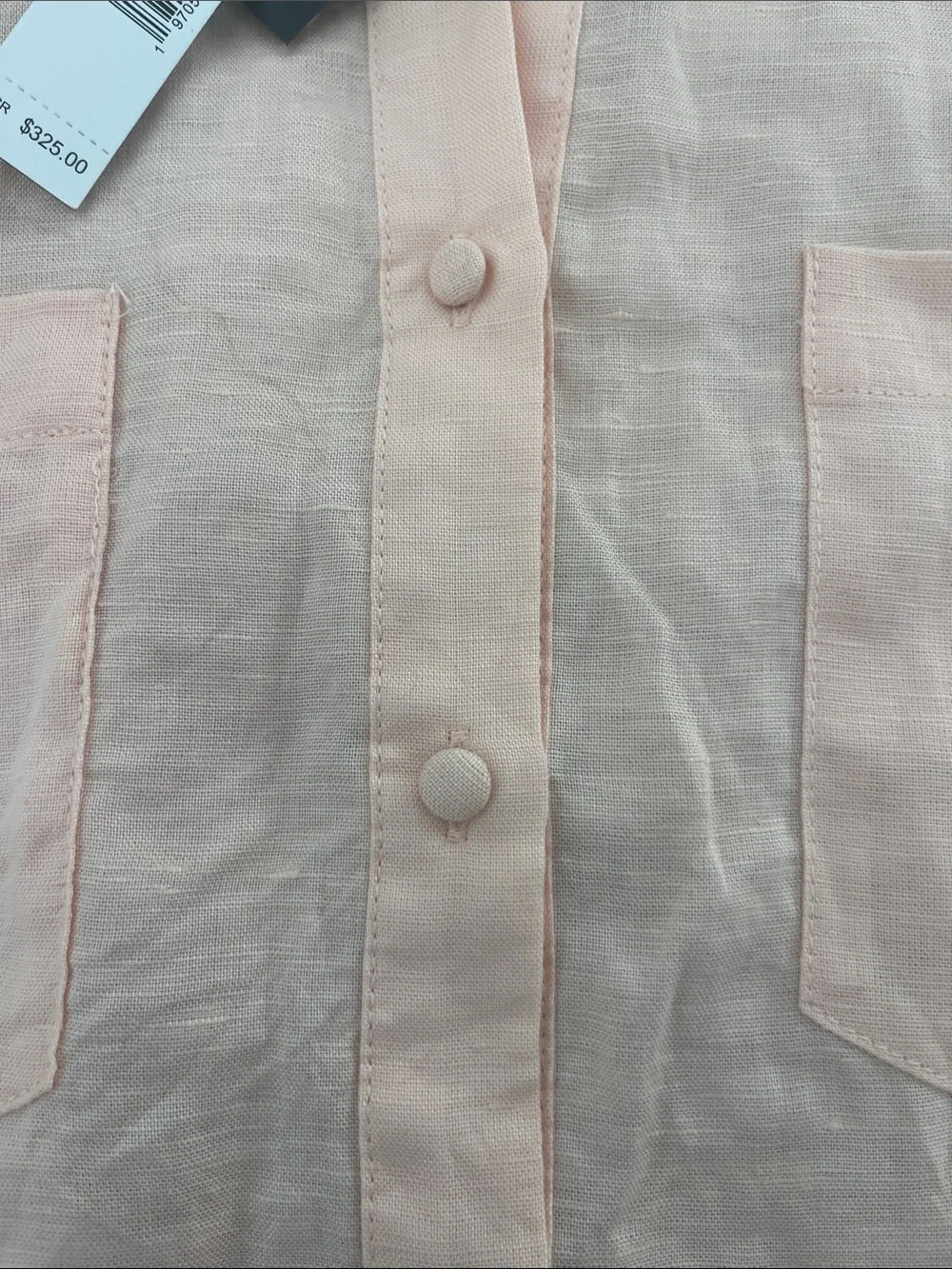 New Elie Tahari Light Pink Cropped Button-Front Shirt with Lace Trim